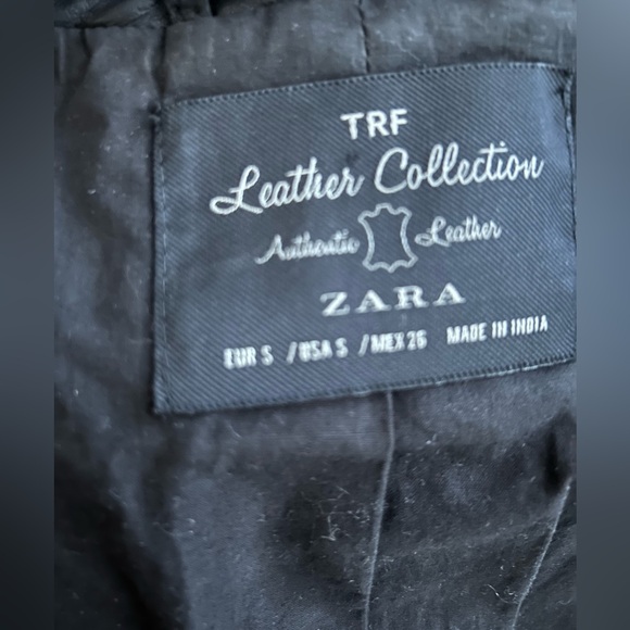 Zara TRF Moto leather jacket Silver zip details, Genuine Leather Sz Small Biker - Picture 8 of 8